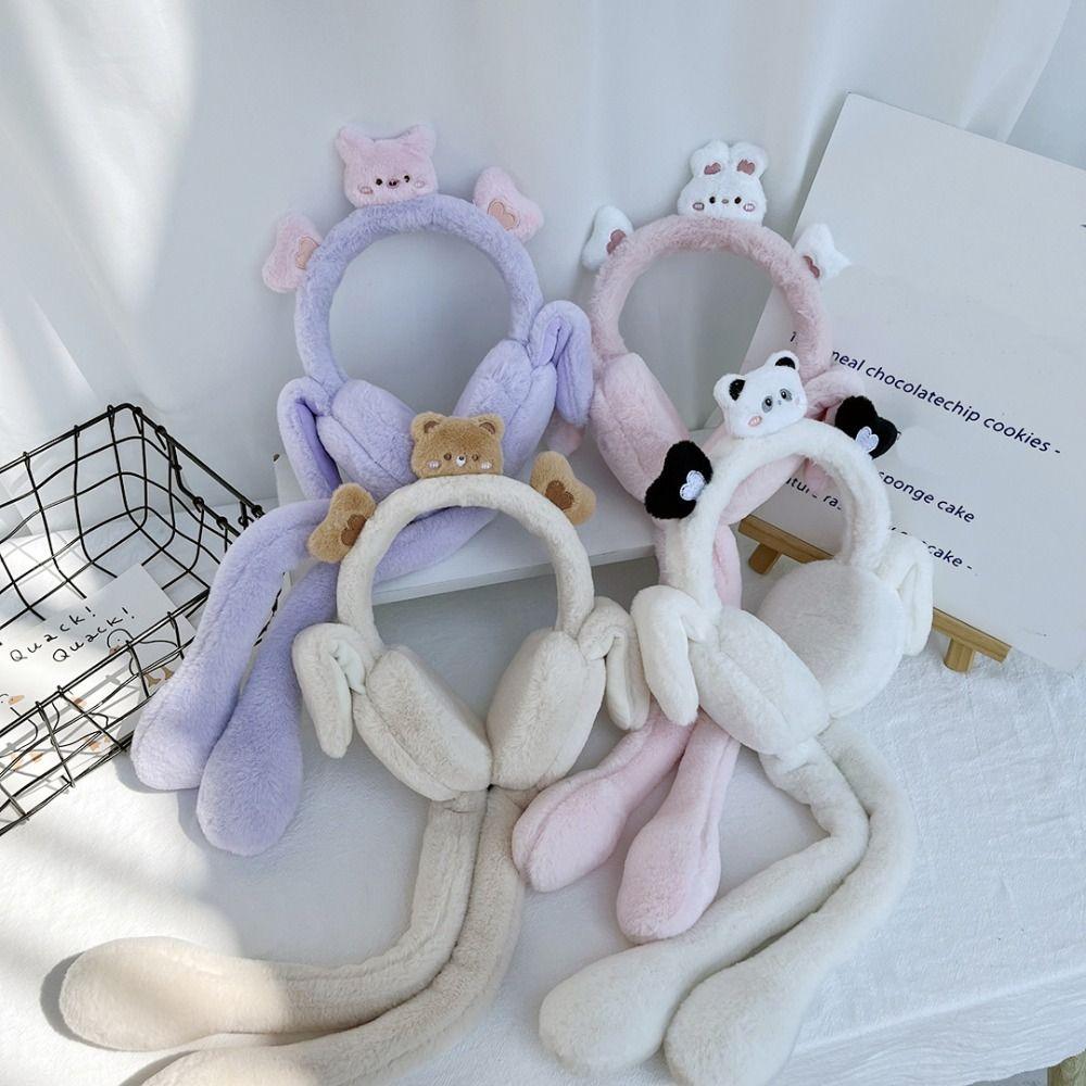 Наушники-ушанки, плюшевые движущиеся шапки, зимние теплые наушники, забавные игрушки, движущиеся наушники